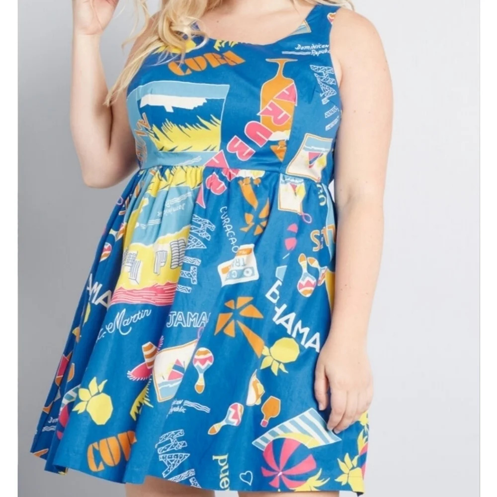 Modcloth Optimistic Effect Travel Dress 2X